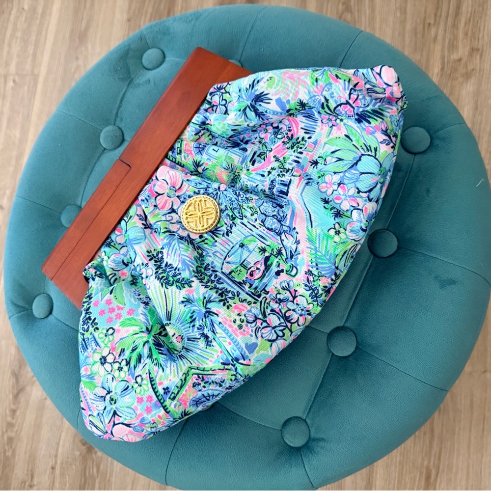 Lilly Pulitzer Floral Clutch with Wooden Accent